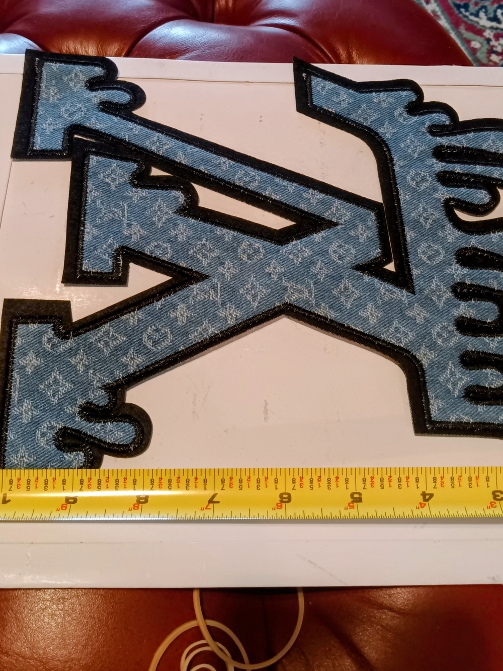 Blue Monogram Iron On Patch Large . Jacket Size